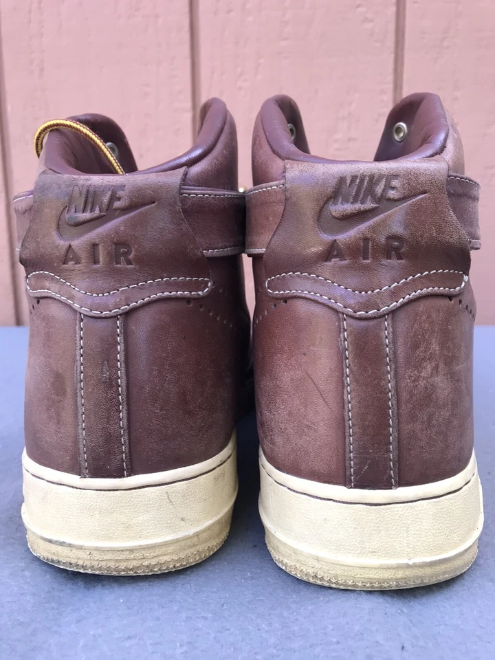 NIKE AIR FORCE 1 MEN US 14 HIGH PREMIUM LE TEAM RED BROWN WHITE 386161-600 C5 - Image 3 of 4