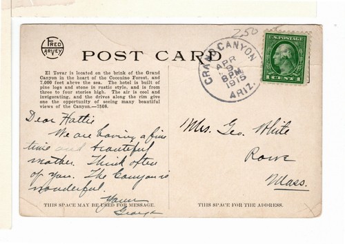 1915 Postcard Grand Canyon National Park AZ Hotel El Tovar Fred Harvey-PP7 - Picture 2 of 3