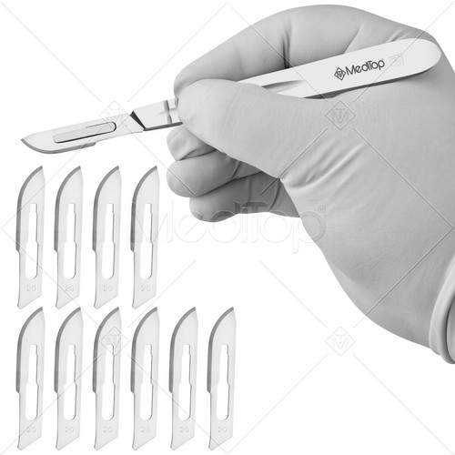 Surgical Scalpel Handle# 4 with 10x Blade# 20 Stainless Steel & Sterile/ Meditop - Picture 5 of 8
