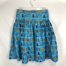 Afua Owusu Collection Womens Size 8 Blue Animal Print Cotton A-Line Skirt