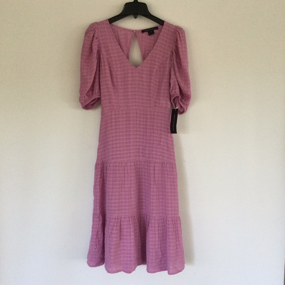 french connection pink gingham dress French Connection Women's Birch Gingham Seersucker Tiered Dress - Purple - Size 8