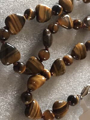 120ct Yellow Tigers Eye Sterling Silver Necklace.