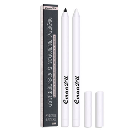 Black White Color Gel Matte Eyeliner Pencils Set for Women Eye Liner Pen 2Pcs - Picture 1 of 14