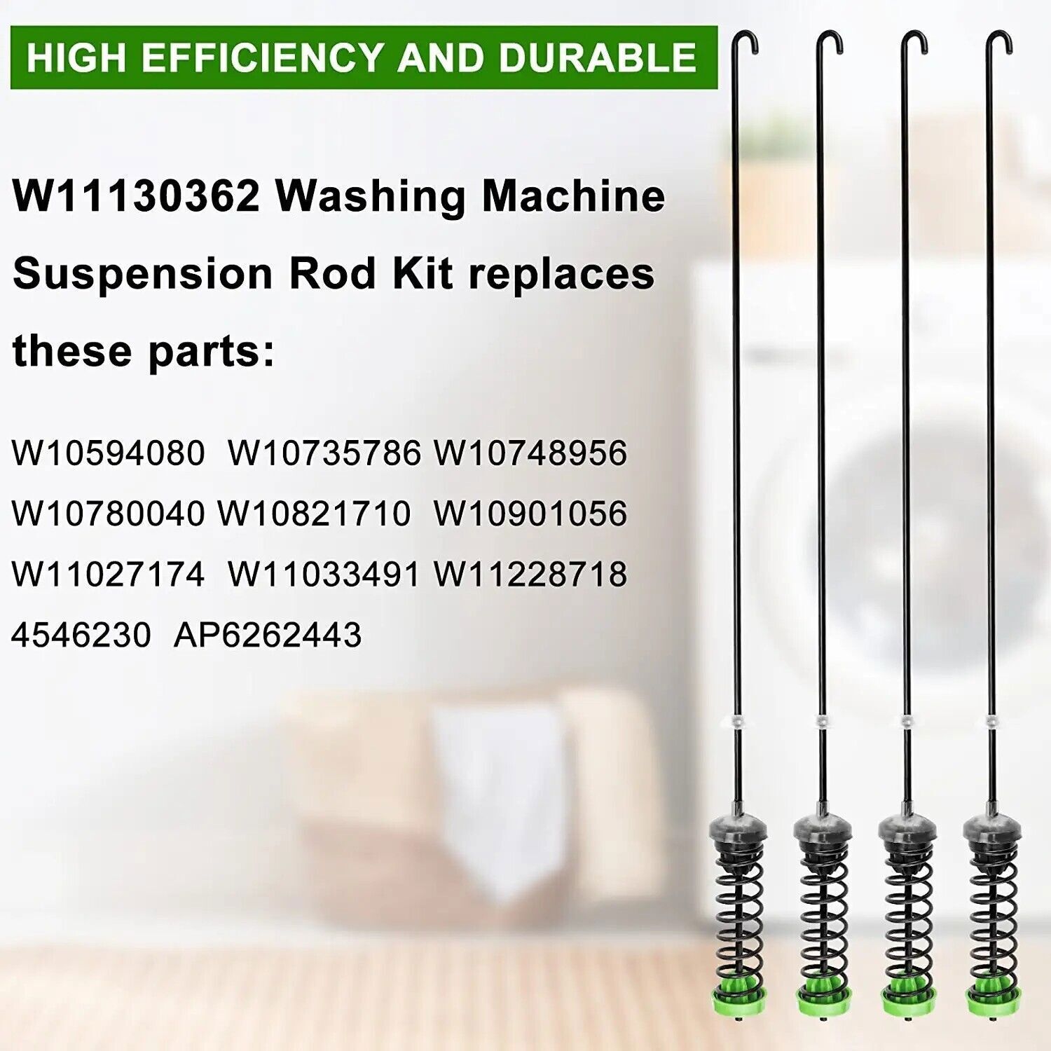 4pcs W11130362 Washer Suspension Rod Kit For Whirlpool WTW5000DW2