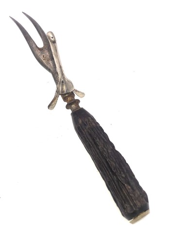 Vintage! Joseph Rogers & Sons Bone/Antler Handle Carving Fork & Sharpener - Picture 2 of 4
