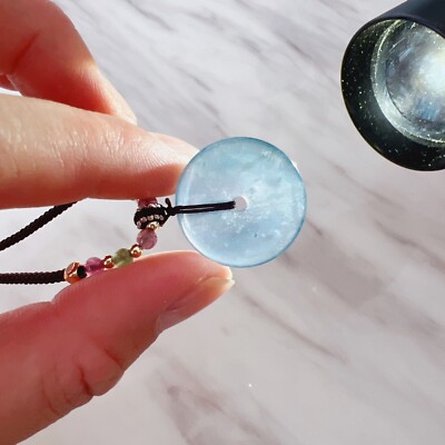 High Quality Natural A Grade Burma Jade Ice Blue Pendant Necklace