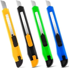 4 Pack - Premium Utility Knife | Snap-Off Blades Razor Knife