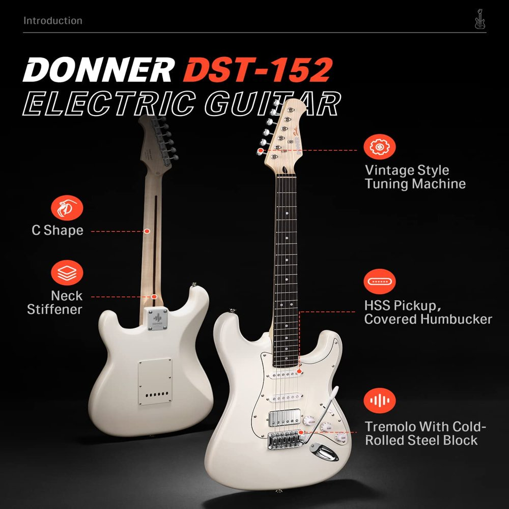 Donner Electric Guitar DST-152 39 Inch Starter Kit Polar
