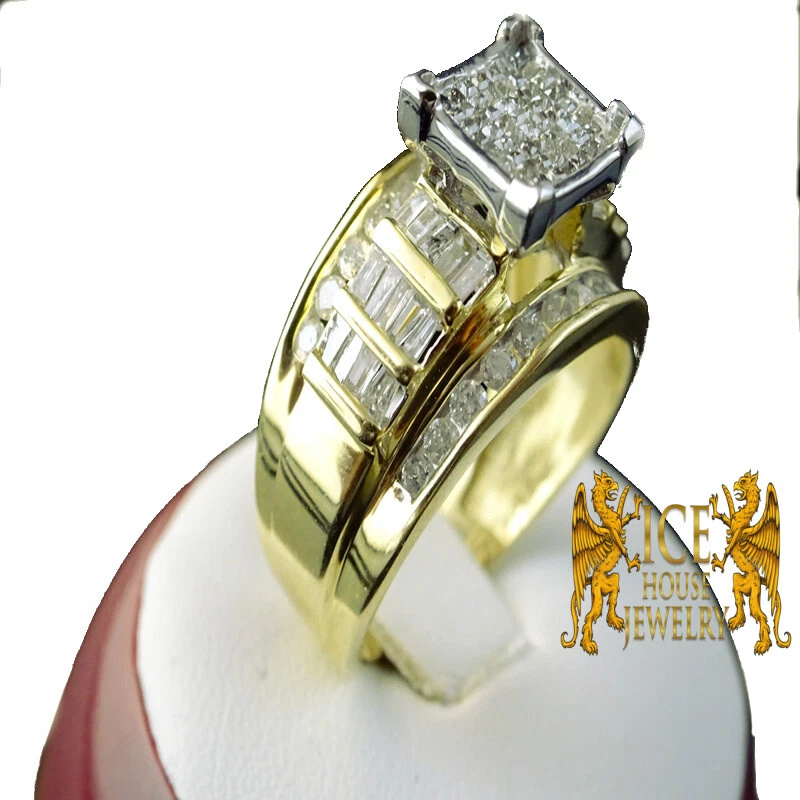 REAL DIAMOND YELLOW GOLD WOMEN PRINCESS CUT ENGAGEMENT 1.00CT WEDDING BAND RING - Image 4 of 4