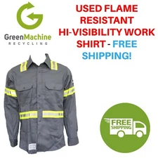 Used Flame Resistant Hi-Visibility Work GRAY Shirts Cintas, Workrite, Carhartt