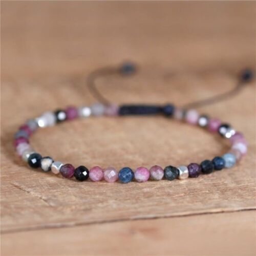 3mm Empathy Protection Bracelet Rainbow Tourmaline Healing Dainty Stone Bracelet - Picture 3 of 4
