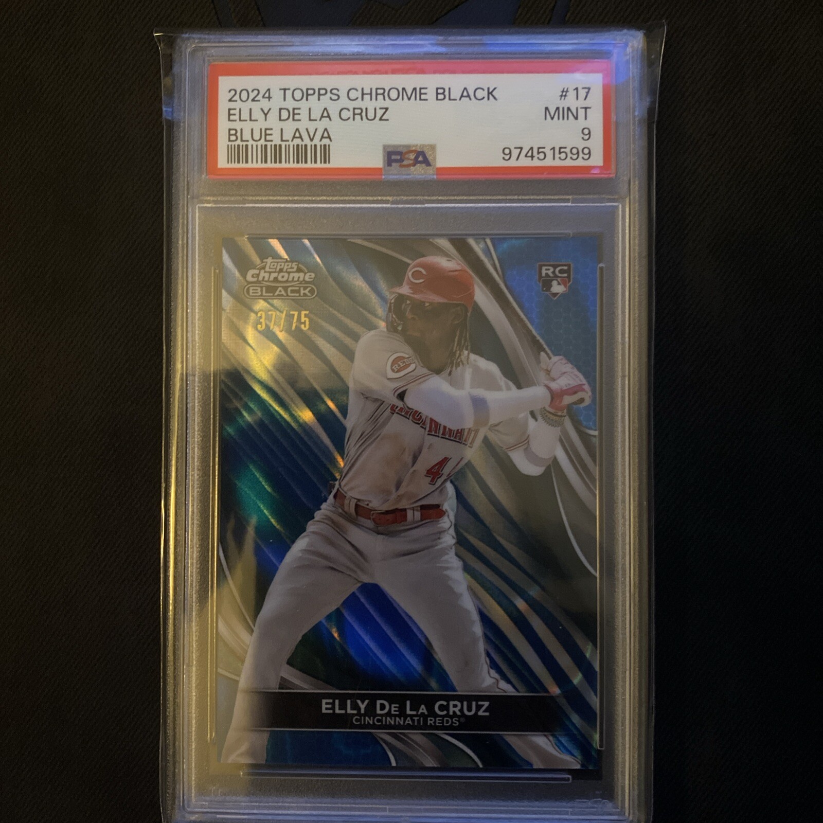 2024 Topps Chrome Black - Blue Lava Refractor #17 Elly De La Cruz /75 (RC)