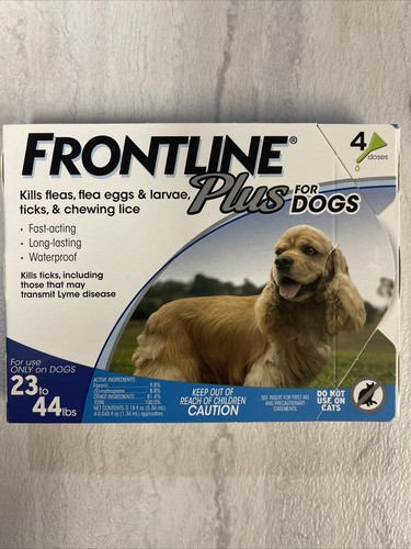 Frontline Plus Flea and Tick Dog Treatment 23-44 lb, 4 Doses New!