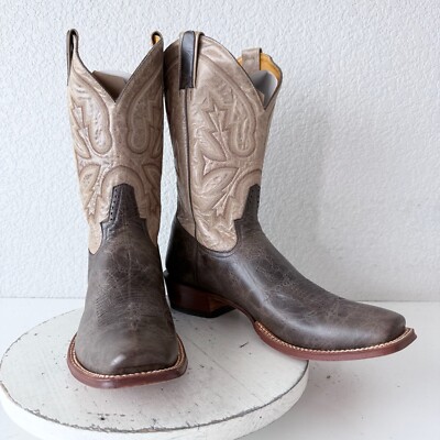 Rod Patrick Mens Cowboy Boots Mocha Antique Bison Leather Blunt Toe Size 15AAA