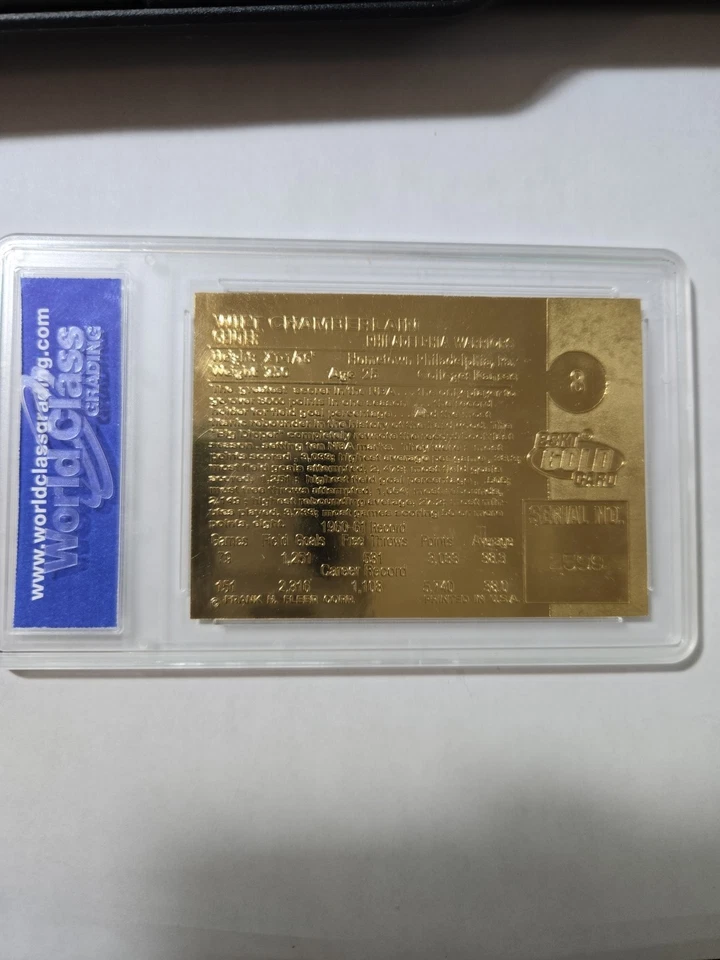 WCG 10 2001-02 Fleer 23KT Gold #8 Wilt Chamberlain 1962 Rookie 40th Ann Ltd 5000 Foto 2 de 3