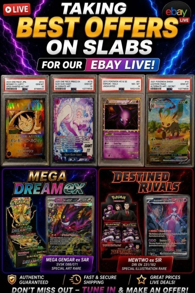 Pokémon, OP, & more tcg rips! TAG & PSA Slabs! Hang w/ Ruby