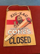 RARE ZIG - ZAG UNBLEACHED CONES Tobacco WOODEN Sign 15.5" X 11.5"