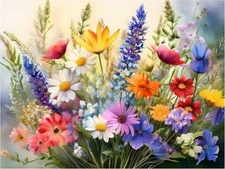Tile Mural Colorful Wildflowers Bouquet Kitchen Bathroom Shower Wall Backsplash