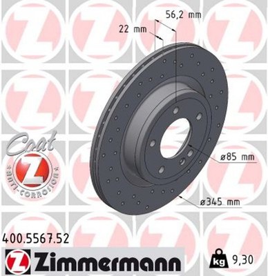 2x ZIMMERMANN Bremsscheibe SPORT Z 400.5567.52 für MERCEDES KLASSE W463 350 463