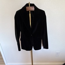 New York  Company Black Velvet Blazer Jacket Size 4 Notch Lapel One-Button
