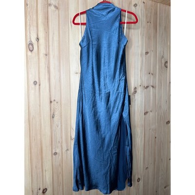 NWT Lulus Exceptional Status Blue Halter Backless Slip Midi Dress Party Size XL