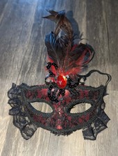 Masquerade Ball Red Carnival Costume Cosplay Party Lace Mardi Gras Mask