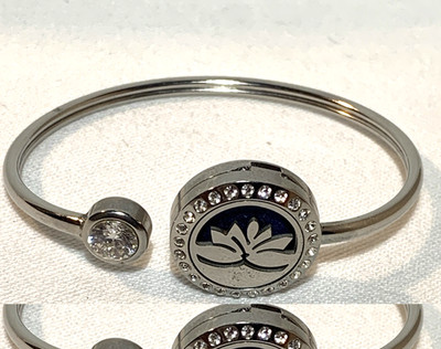 Lotus Aromatherapy Essential Oil Diffuser Stainless Steel Cuff Bracelet
