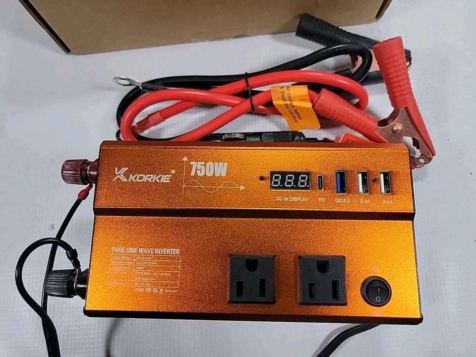 Pure Sine Wave Car Power Inverter DC 12V to AC 110V Power Converter w/ 750W - Image 2 of 2