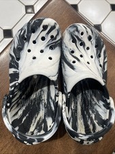 Crocs Classic Marbled Slide Sandals Black And White W6