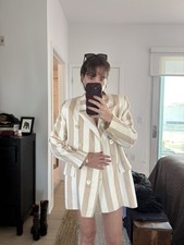 Vintage Yves Saint Laurent Oversized Cream Striped Blazer