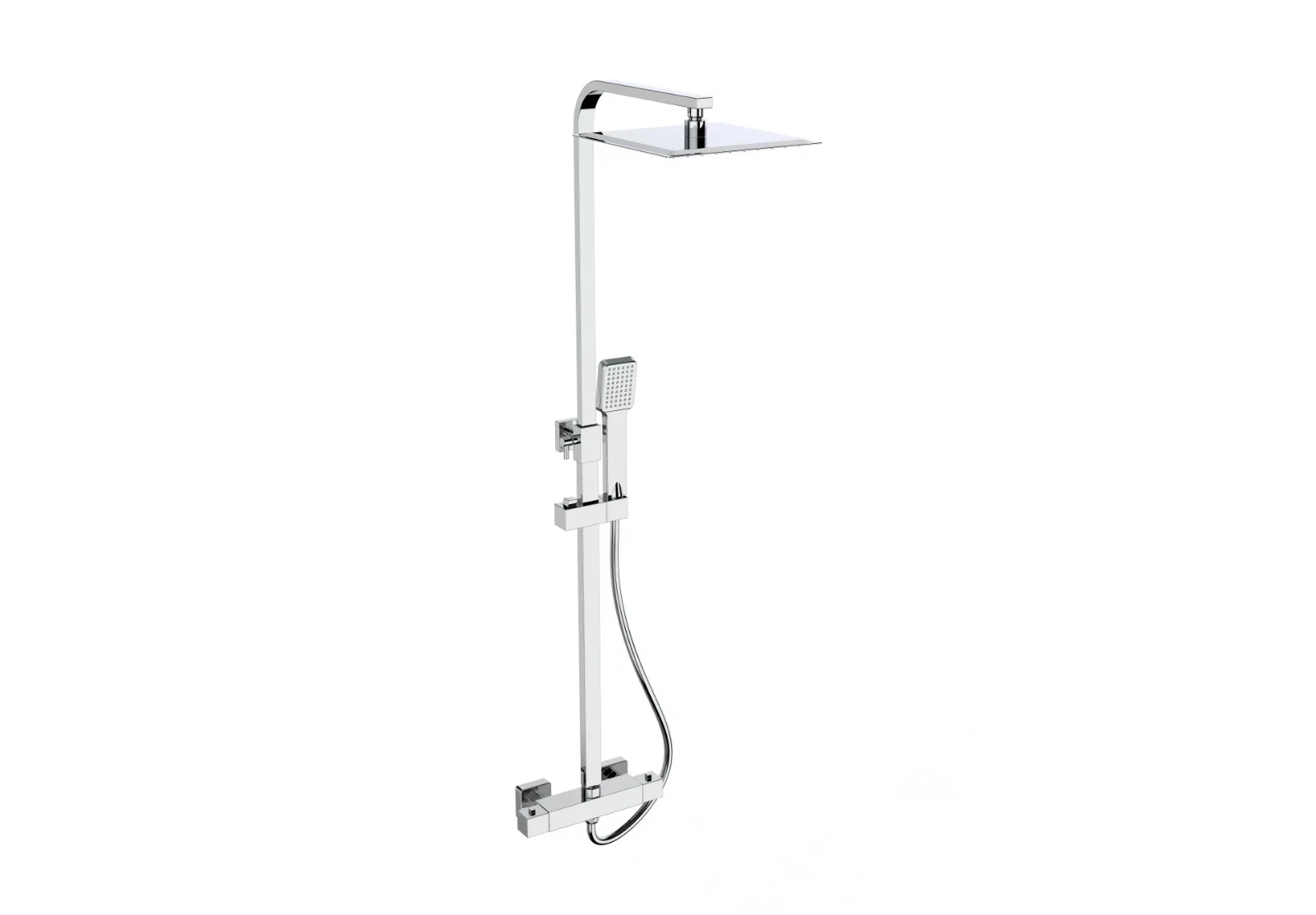 KVIT Thermostatic Bar Shower Ultra Slim Shower & Sliding Handset - Square Shower