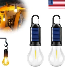 2/4PCS Solar Rechargeable Hooked Camping Light Outdoor Household Tungsten Lights
