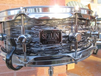 Spaun Snare Drum Black Oyster type finish 4.75 x 14'' Nice Shape