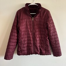 The North Face Reversible Zip Red Maroon Zip Puffer Coat Jacket Girls XL 18