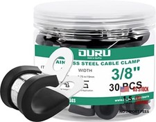 30pcs 3/8 Inch Stainless Steel Cable Clamps,Rubber Coated 30pcs - 3/8"
