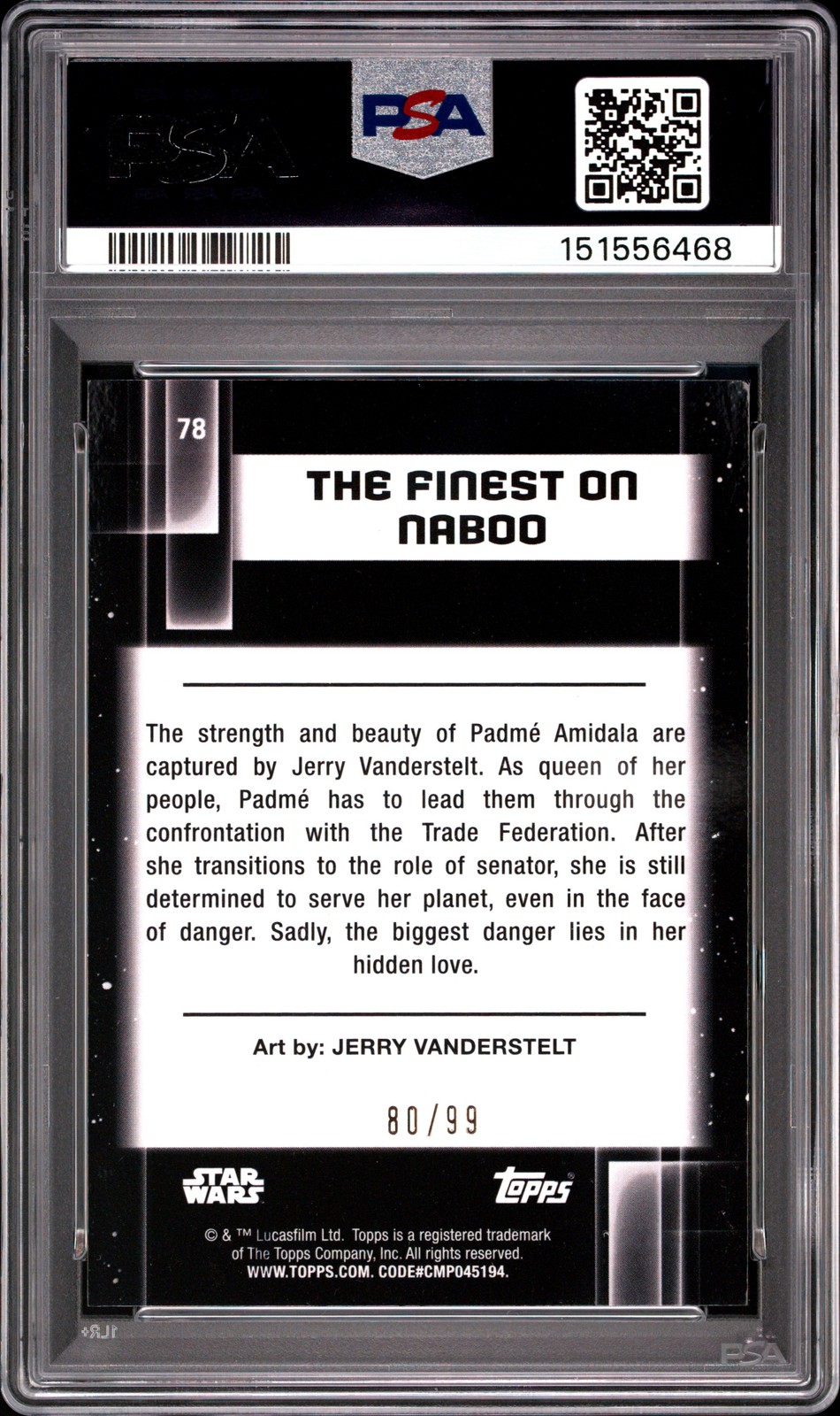 2021 TOPPS CHROME STAR WARS GALAXY #78 THE FINEST ON NABOO 80/99 PSA 8 view 2