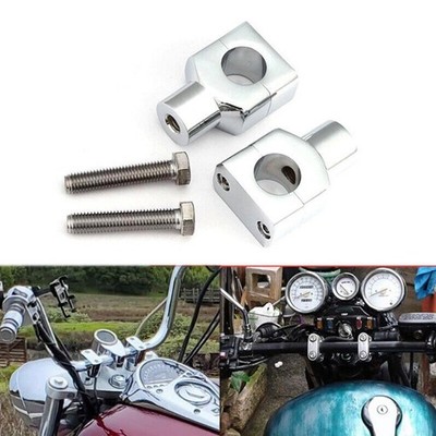 2X Chrome 1'' 25mm Bars Handlebar Risers Clamp For Harley XL883 Bobber Chopper