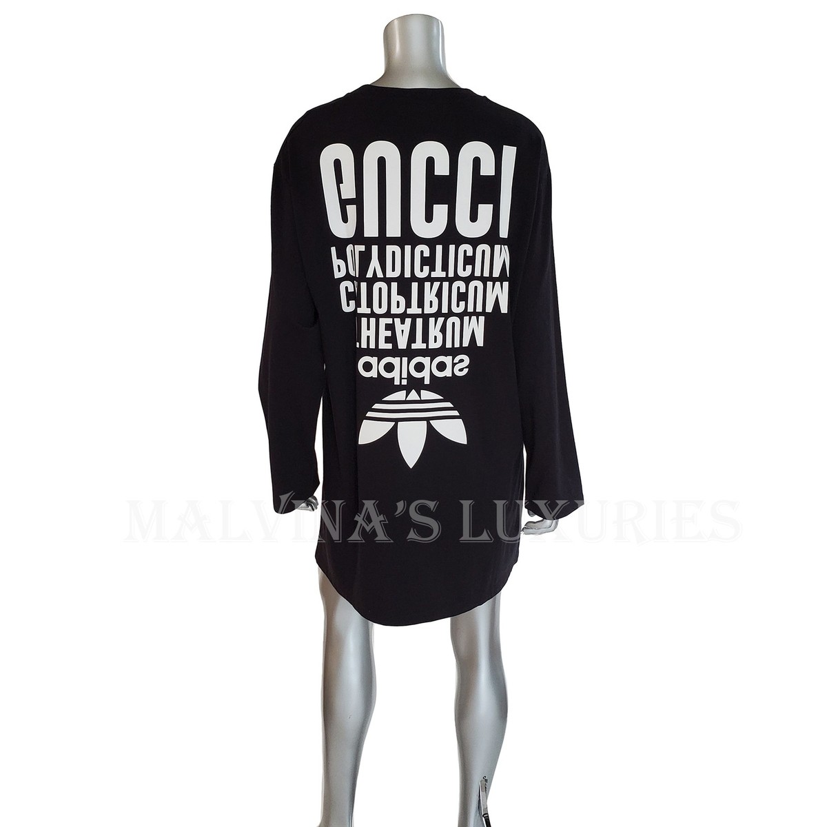 GUCCI DRESS ADIDAS X LONG T-SHIRT BLACK COTTON LONG SLEEVE