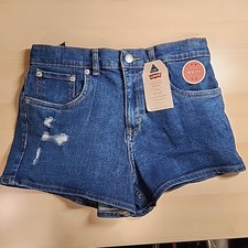 Levi's Girls High Rise Adjustable Waistband Stretch Mini Mom Shorts Size 16