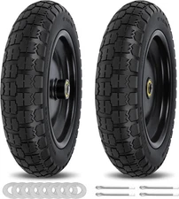 13 Inch Flat Free Wheels Tires 4.00-6 Solid Replacement with Universal 5/8" A...