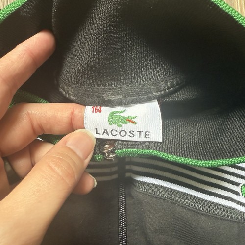 Lacoste Black Youth Zip Jacket with Green and White Trim Size 14/164 Tenniscore - Picture 5 of 10