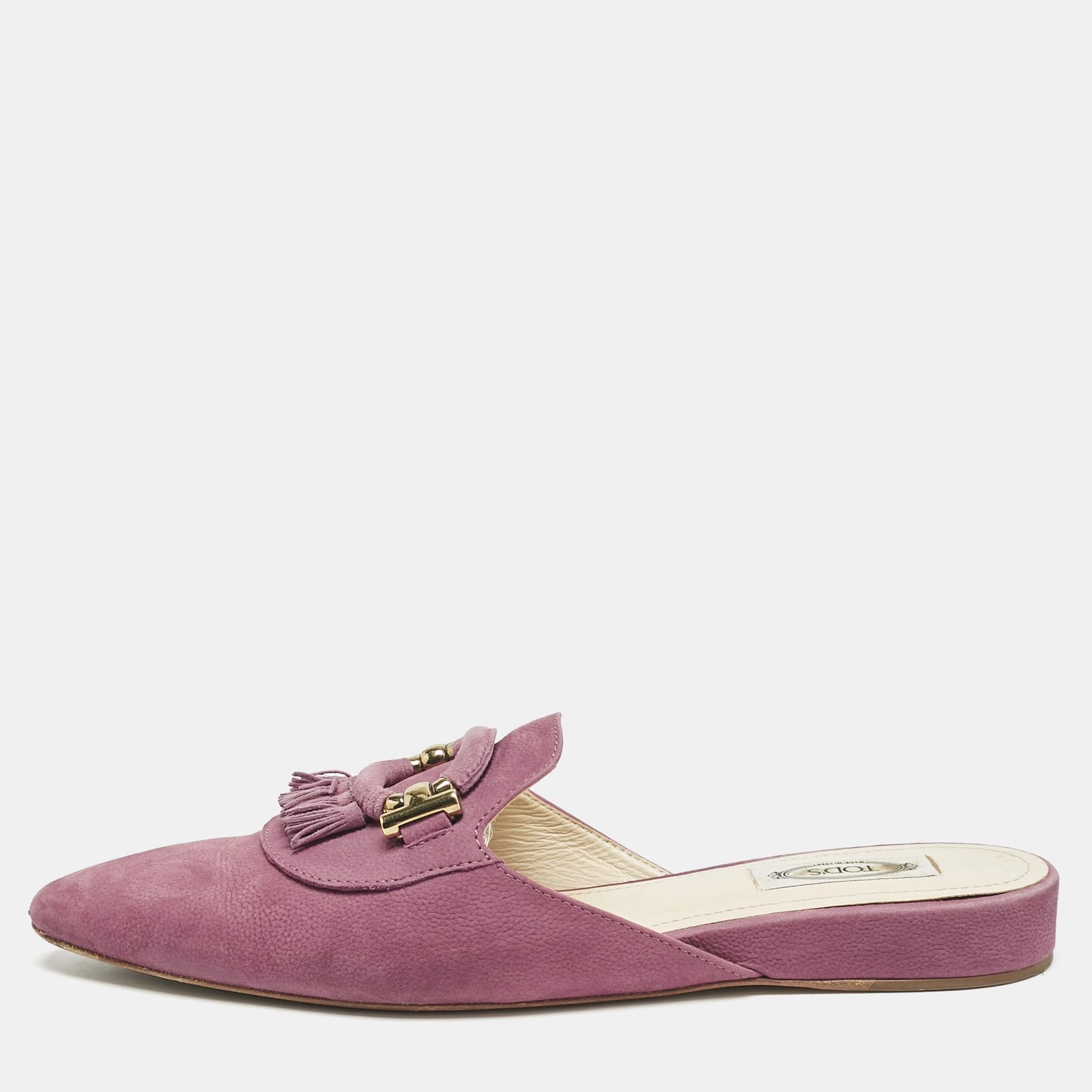 TOD’S Mules Tod's viola in pelle nabuk con dettagli nappa taglia 39 5