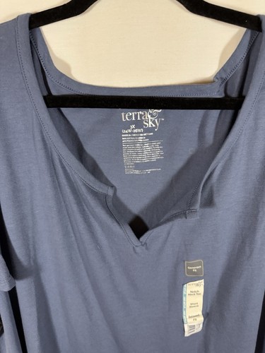 Terra & Sky Women’s Slate Blue Short Sleeve Tee Shirt Top Casual 3x (24-26w) NWT - Picture 2 of 2