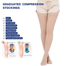 Compression Stockings Thigh High Sleeve L-XL Calf Leg Support Socks Women Men