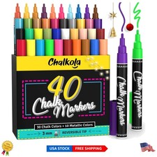 40 Pack of Non-Toxic Chalk Markers - Fine Tip 3mm for Creative Awakenings