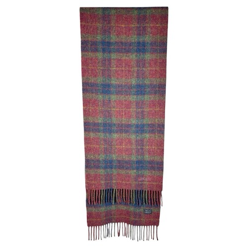 Liberty of London Plaid Wool Fringe Scarf Classic Winter Neckwear Red Green Blue
