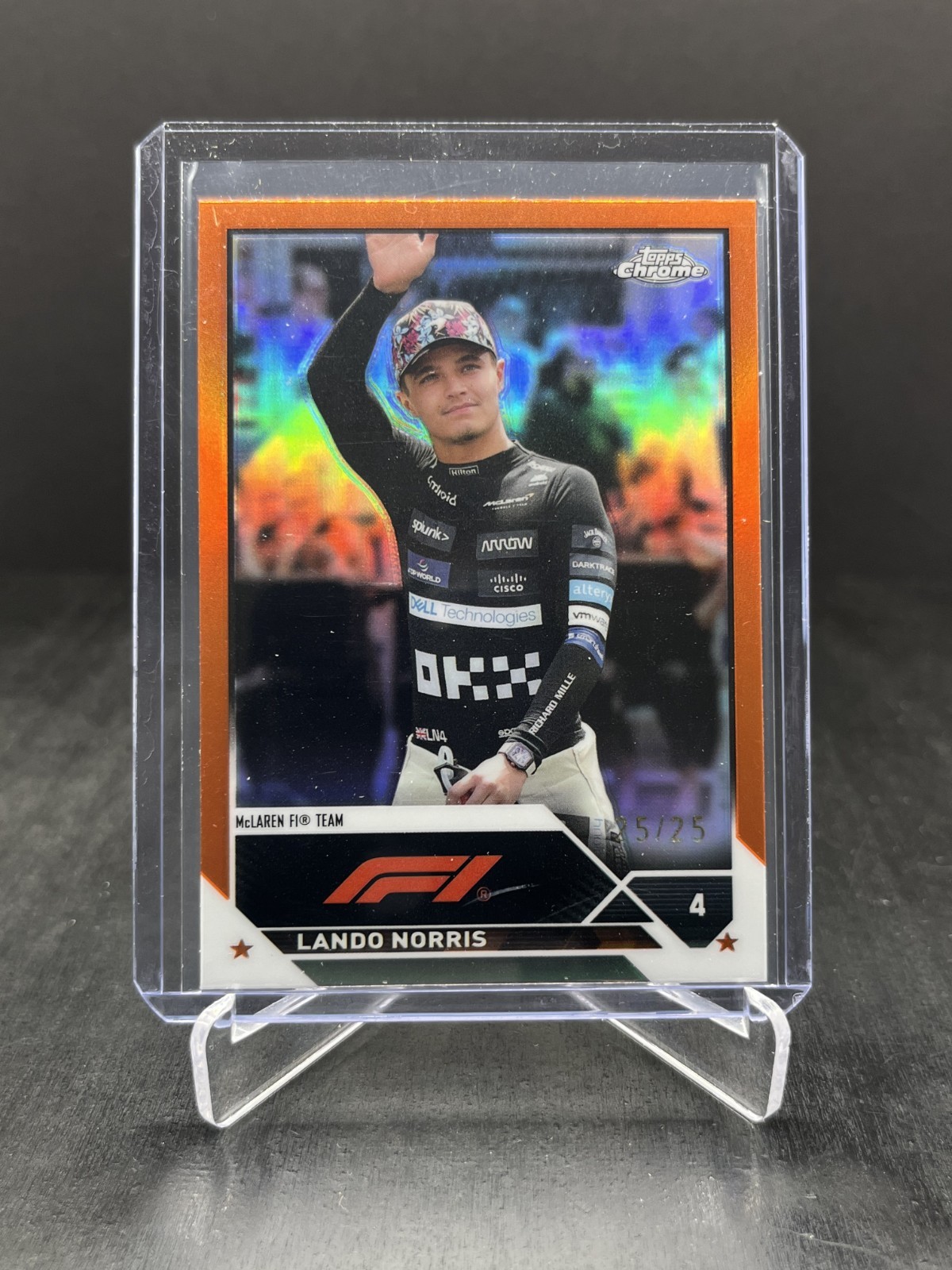 2023 Topps Chrome Formula 1 F1 Lando Norris Orange Refractor 25/25 #27 Bookend