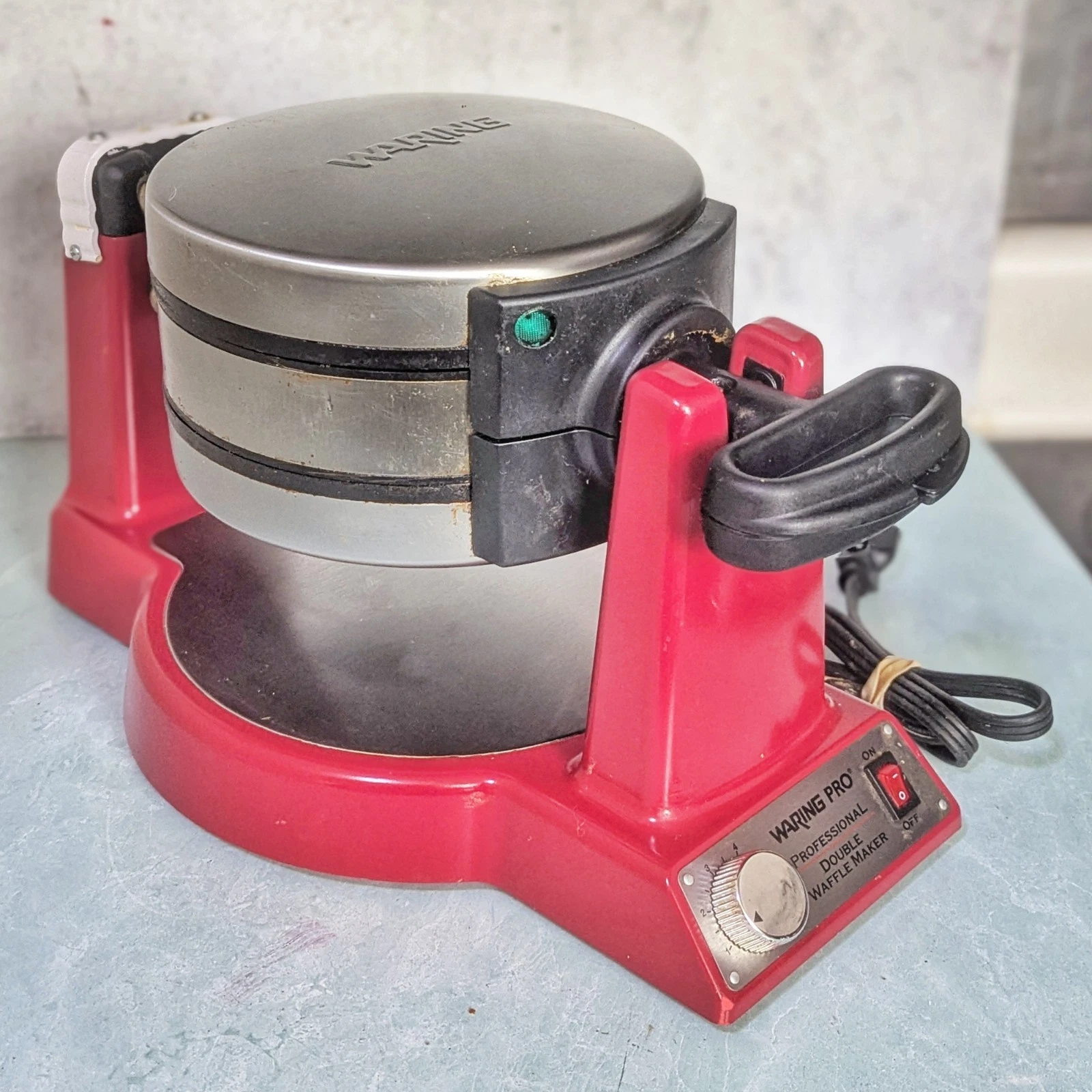 WARING PRO Professional Double Belgian Waffle Maker | WMK600 Red TESTED Repaired
