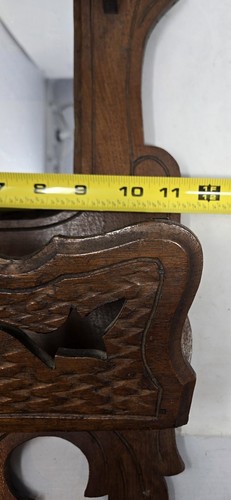 Vintage Chippendale Mirror w Cut Rococo Scrollwork & Storage Compartment Wood 2' - Picture 10 of 12