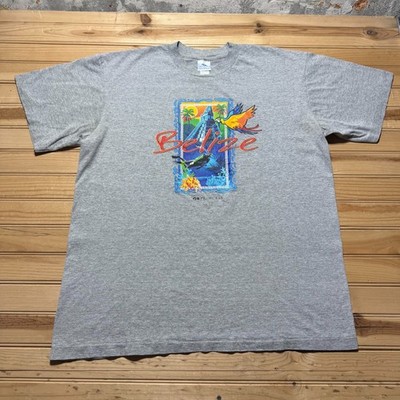 Vintage Y2K Belize Scuba Diving Mayan Temple Macaw Parrot Souvenir T-Shirt - XL